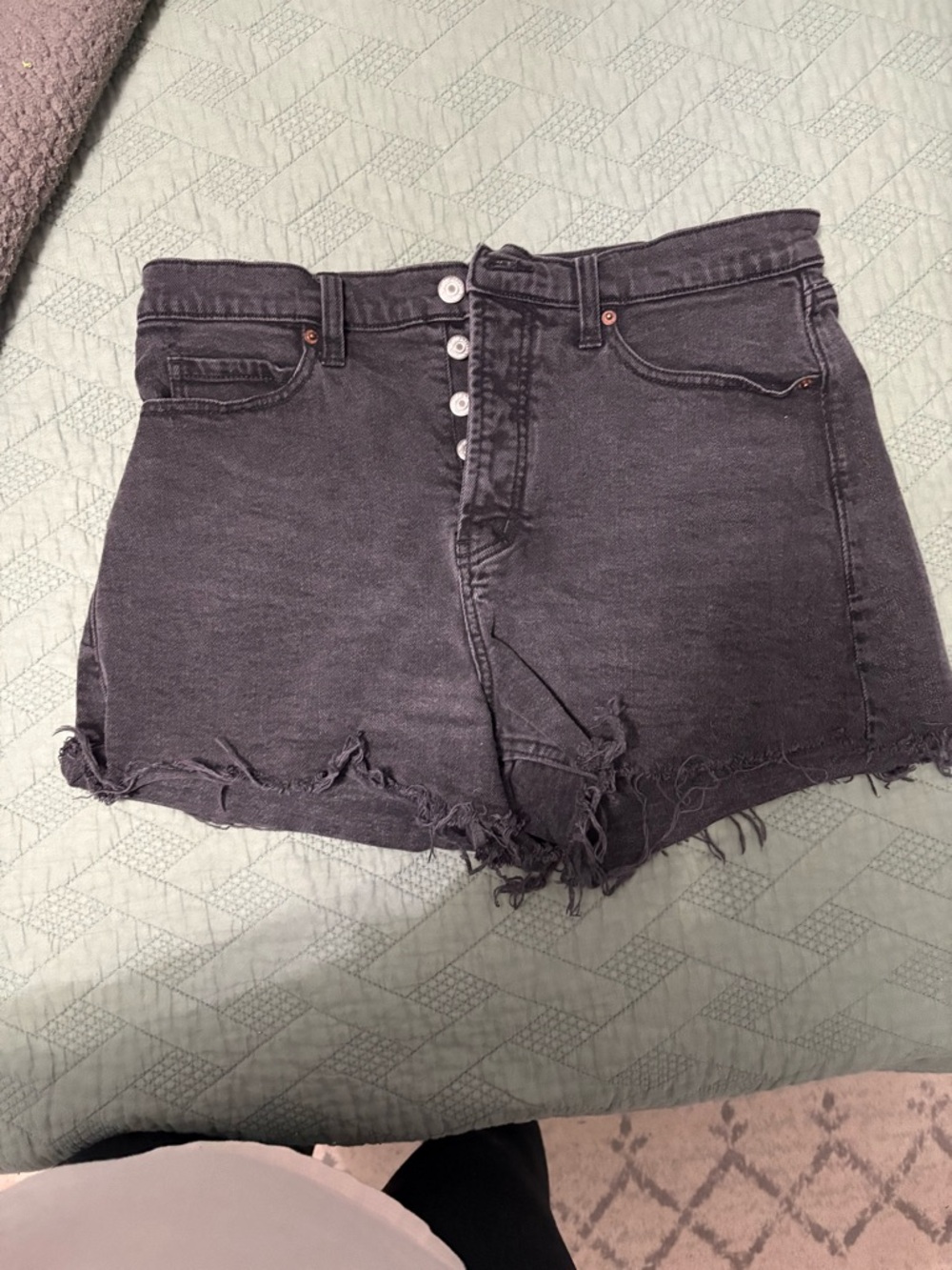 High-Waisted Black Denim Cutoff Shorts